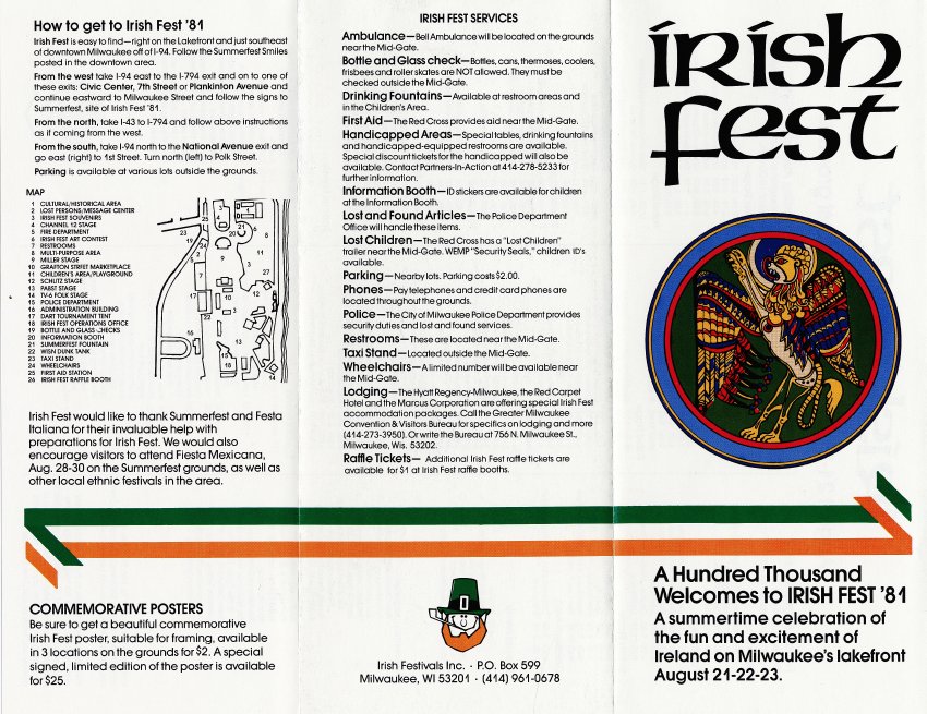 Milwaukee Irish Fest Grounds Brochure, 1981