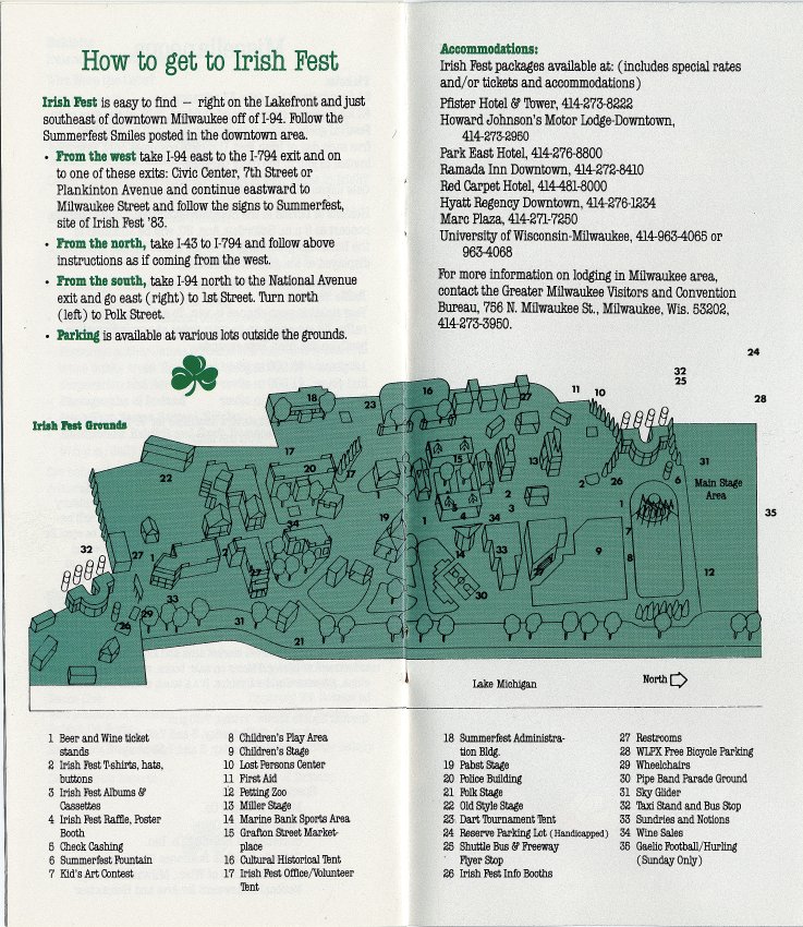 Milwaukee Irish Fest Grounds Brochure, 1983