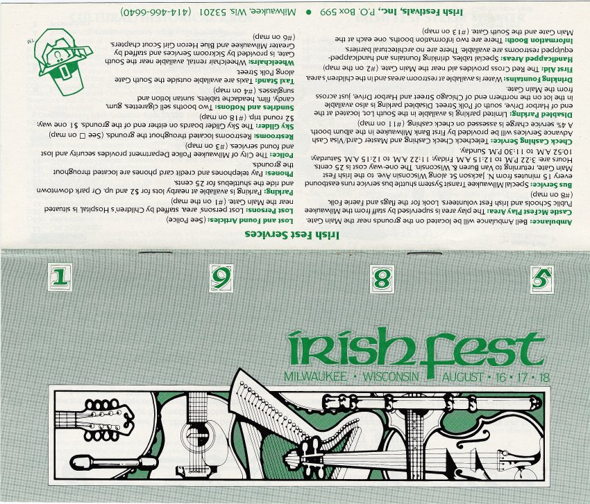 Milwaukee Irish Fest Grounds Brochure, 1985
