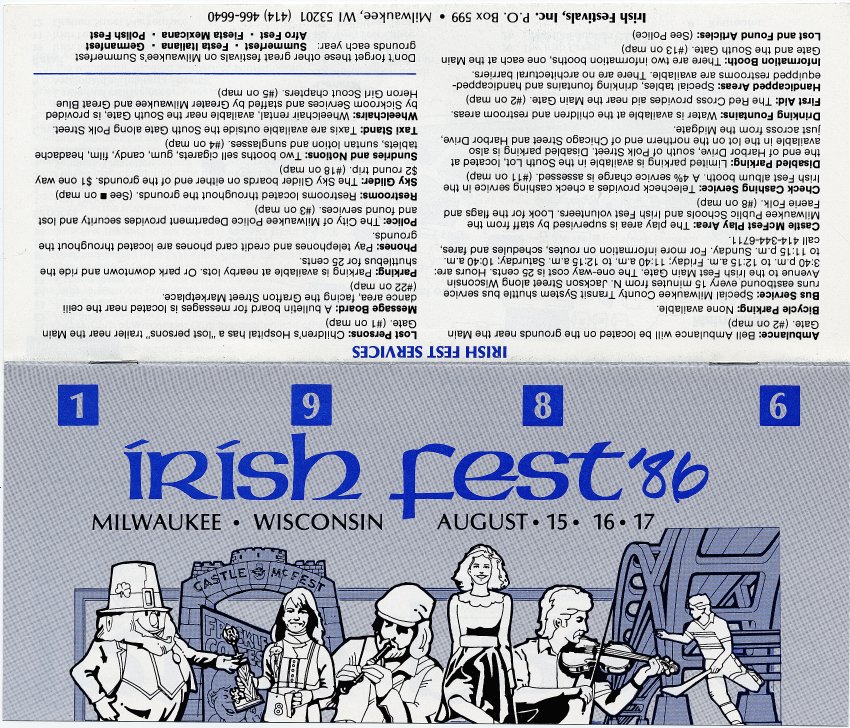 Milwaukee Irish Fest Grounds Brochure, 1986