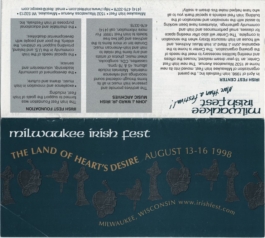 Milwaukee Irish Fest Grounds Brochure, 1998